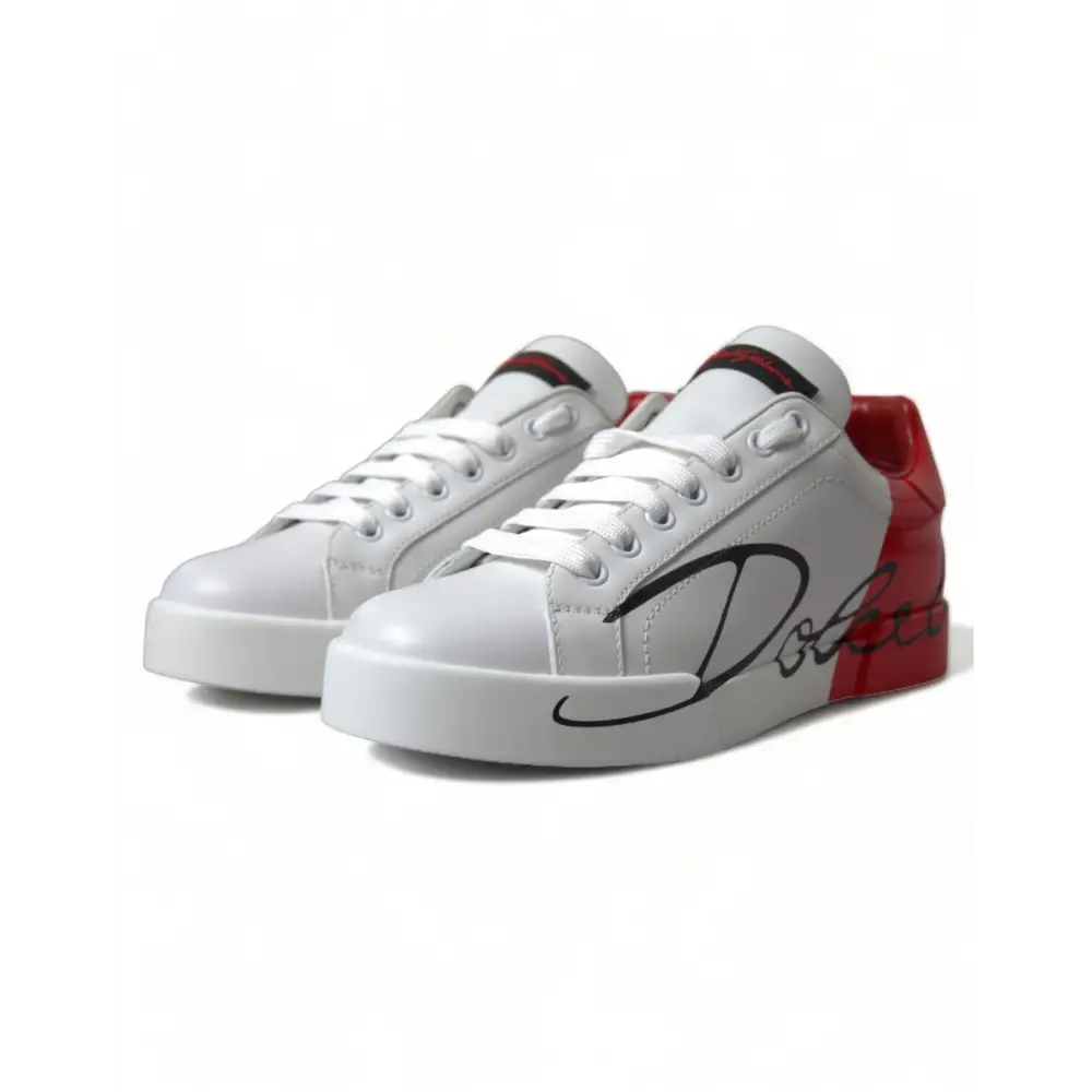 Dolce & Gabbana Weiß Rot Lace Up Damen Low Top Sneakers Schuhe - EU36/US5.5