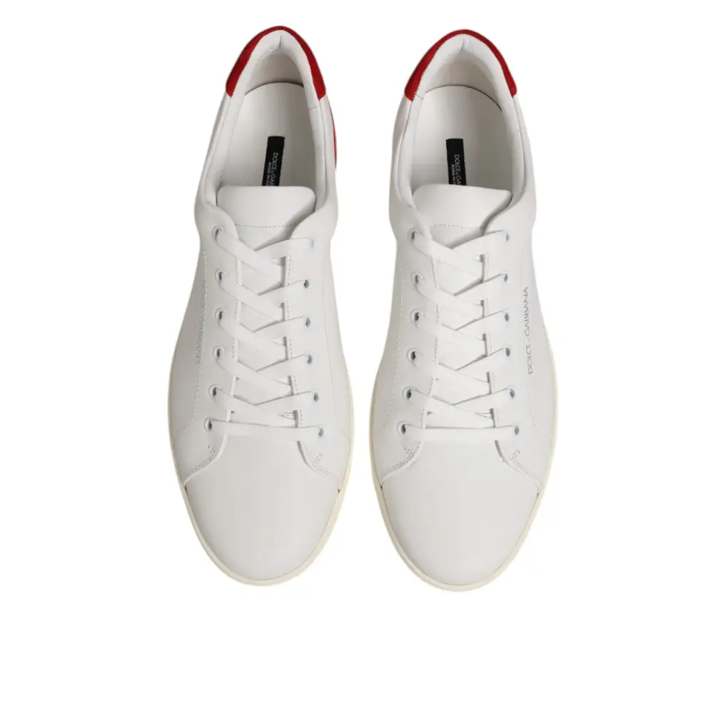 Dolce & Gabbana Weiß Rot Leder Low Top Männer Turnschuhe Schuhe