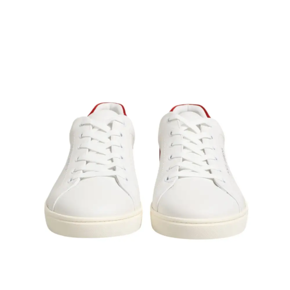 Dolce & Gabbana Weiß Rot Leder Low Top Männer Turnschuhe Schuhe