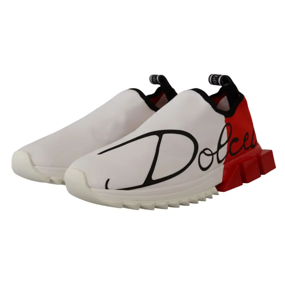 Dolce & Gabbana Weiß Rot Sorrento Sandalen Turnschuhe - EU39/US6