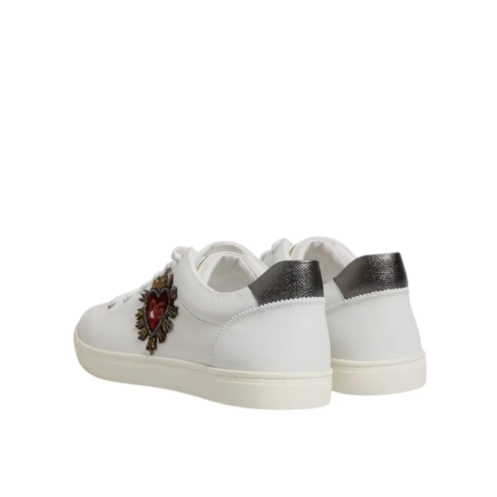 Dolce & Gabbana Weiß Sacred Heart Männer Low Top Turnschuhe Schuhe
