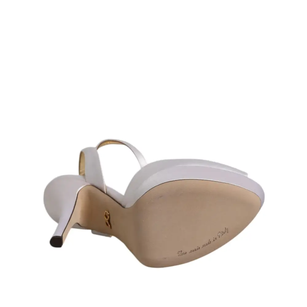 Dolce & Gabbana Weiß Satin Plateau Heels Sandalen Schuhe