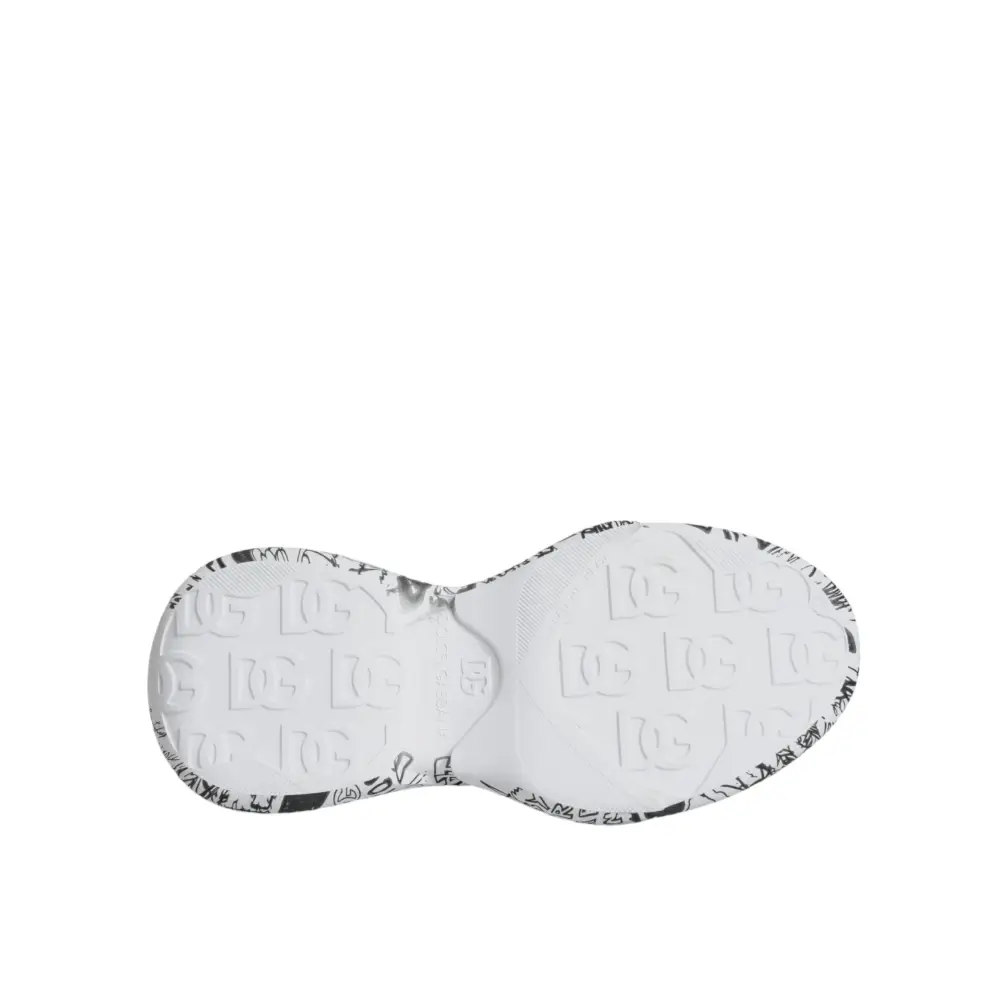 Dolce & Gabbana Weiß Schwarz Graffiti Daymaster Turnschuhe Schuhe - EU44/US11