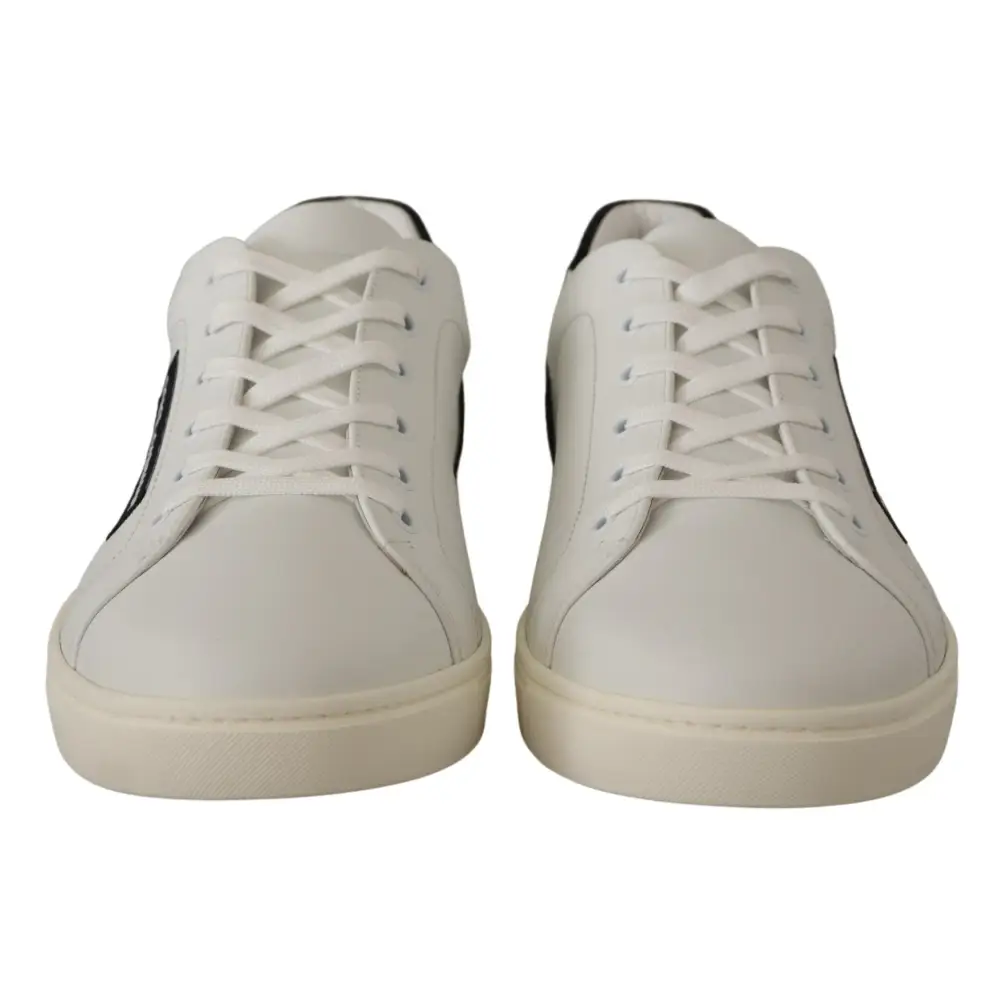 Dolce & Gabbana Weiß Schwarz Leder Halbschuhe Sneakers - EU39.5/US6.5