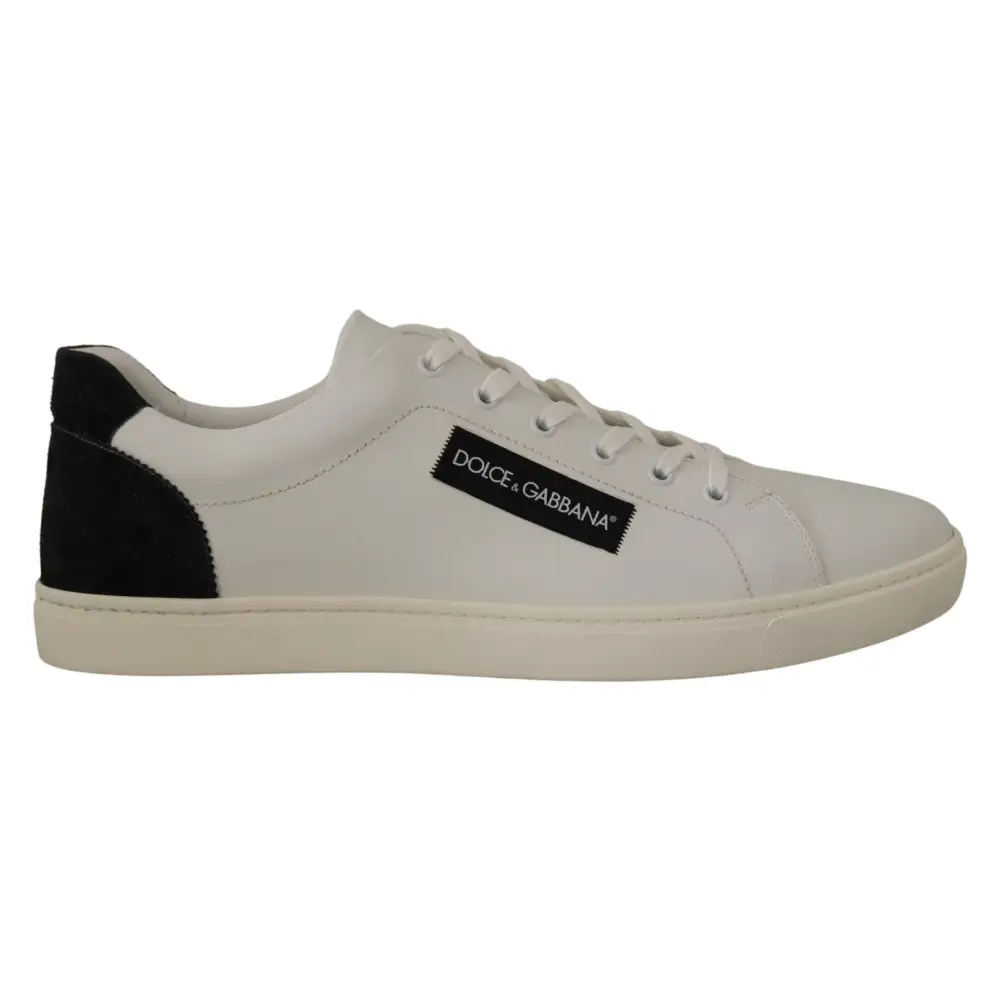 Dolce & Gabbana Weiß Schwarz Leder Halbschuhe Sneakers - EU39.5/US6.5