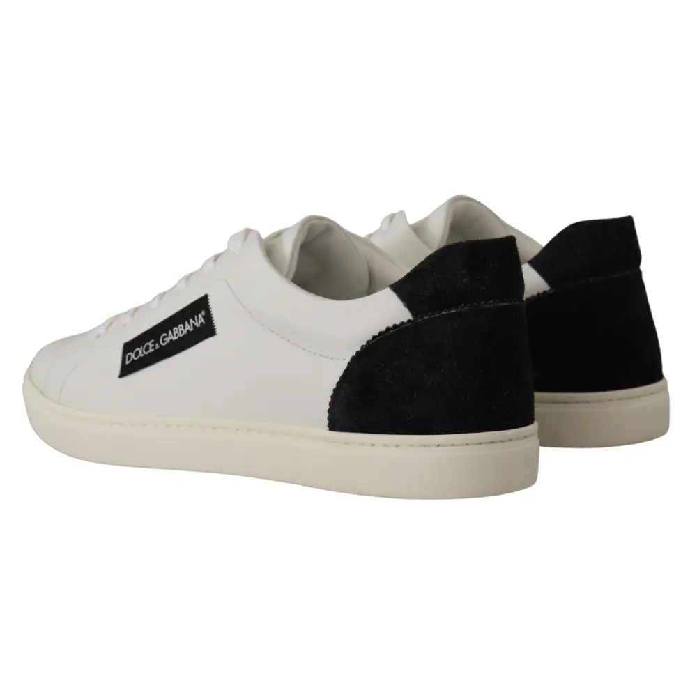 Dolce & Gabbana Weiß Schwarz Leder Halbschuhe Sneakers - EU39.5/US6.5