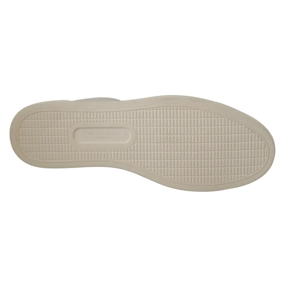 Dolce & Gabbana Weiß Schwarz Leder Halbschuhe Sneakers - EU39.5/US6.5