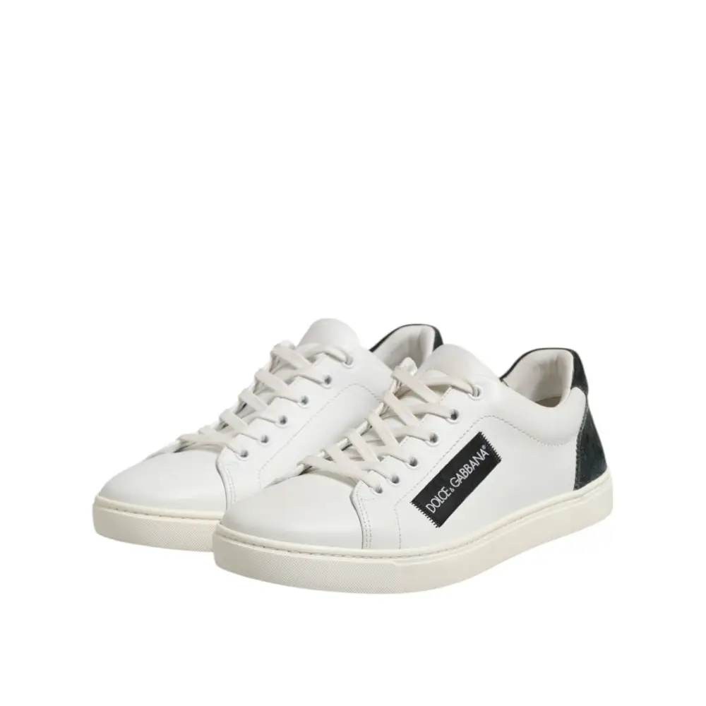 Dolce & Gabbana Weiß Schwarz Leder Lace Up Männer Turnschuhe Schuhe - EU39/US6