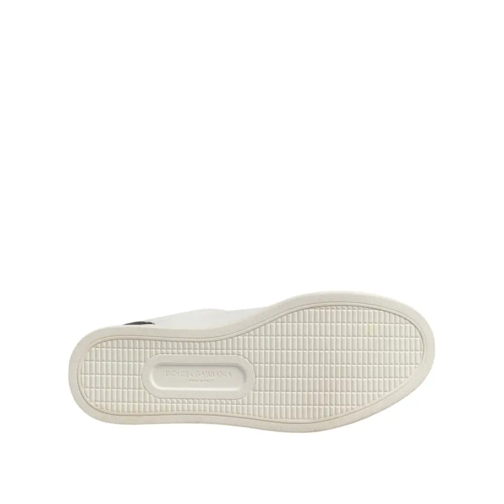 Dolce & Gabbana Weiß Schwarz Leder Lace Up Männer Turnschuhe Schuhe - EU39/US6