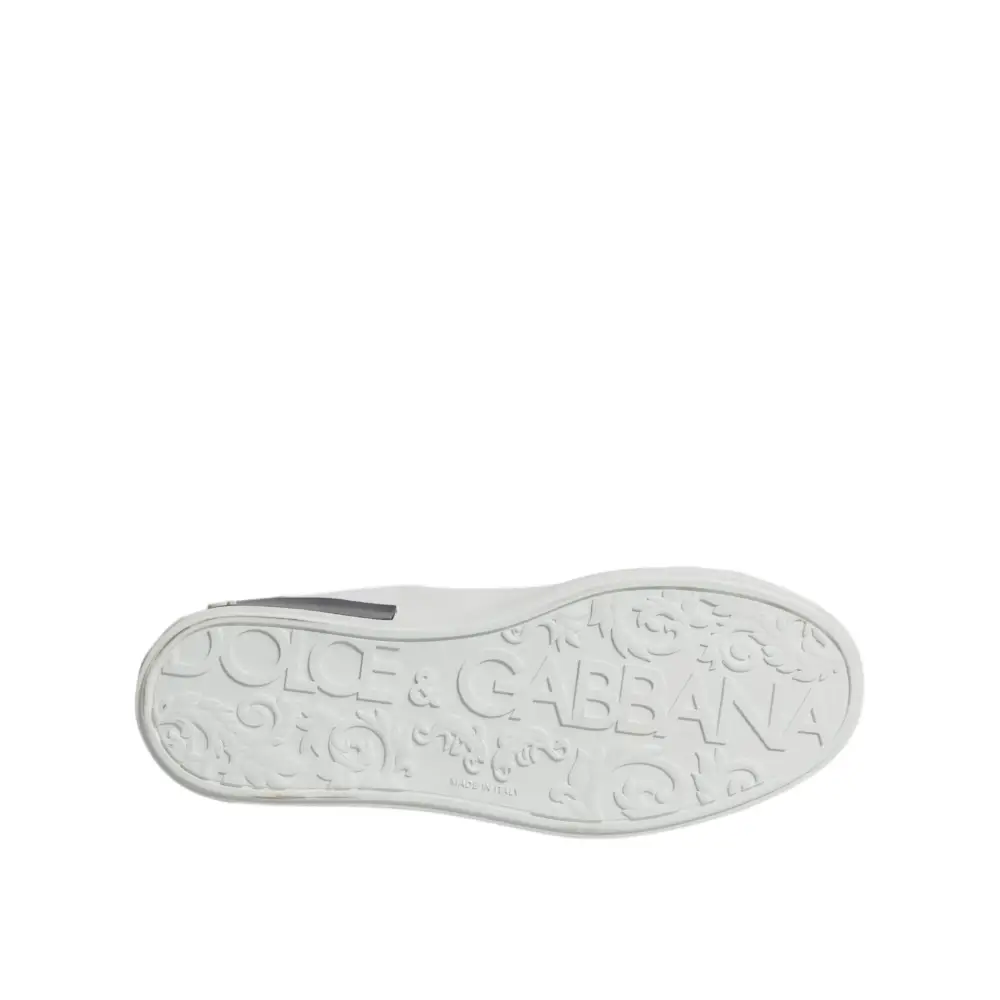 Dolce & Gabbana Weiß Schwarz Leder Portofino Turnschuhe Schuhe