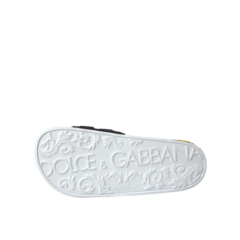 Dolce & Gabbana Weiß Schwarz Logo Beachwear Flats Sandalen Schuhe - EU36/US5.5