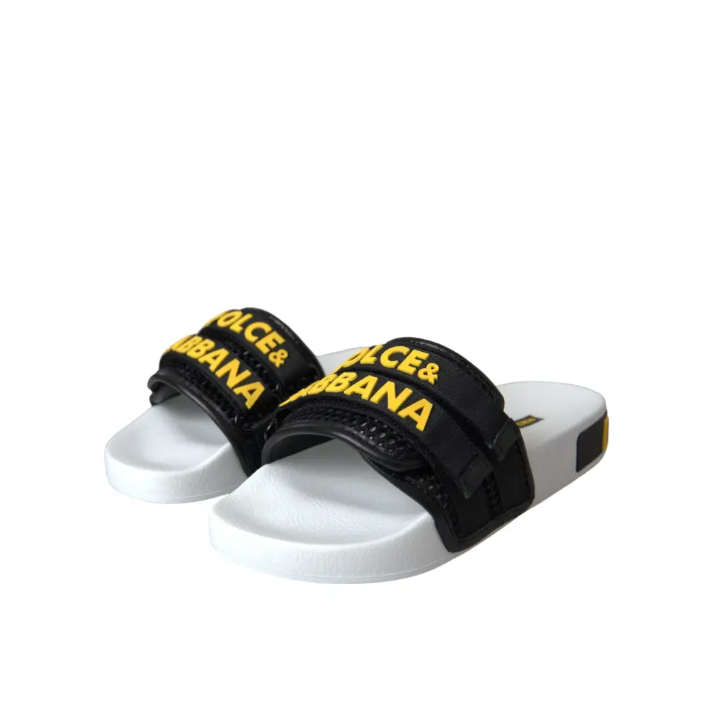 Dolce & Gabbana Weiß Schwarz Logo Beachwear Flats Sandalen Schuhe - EU36/US5.5