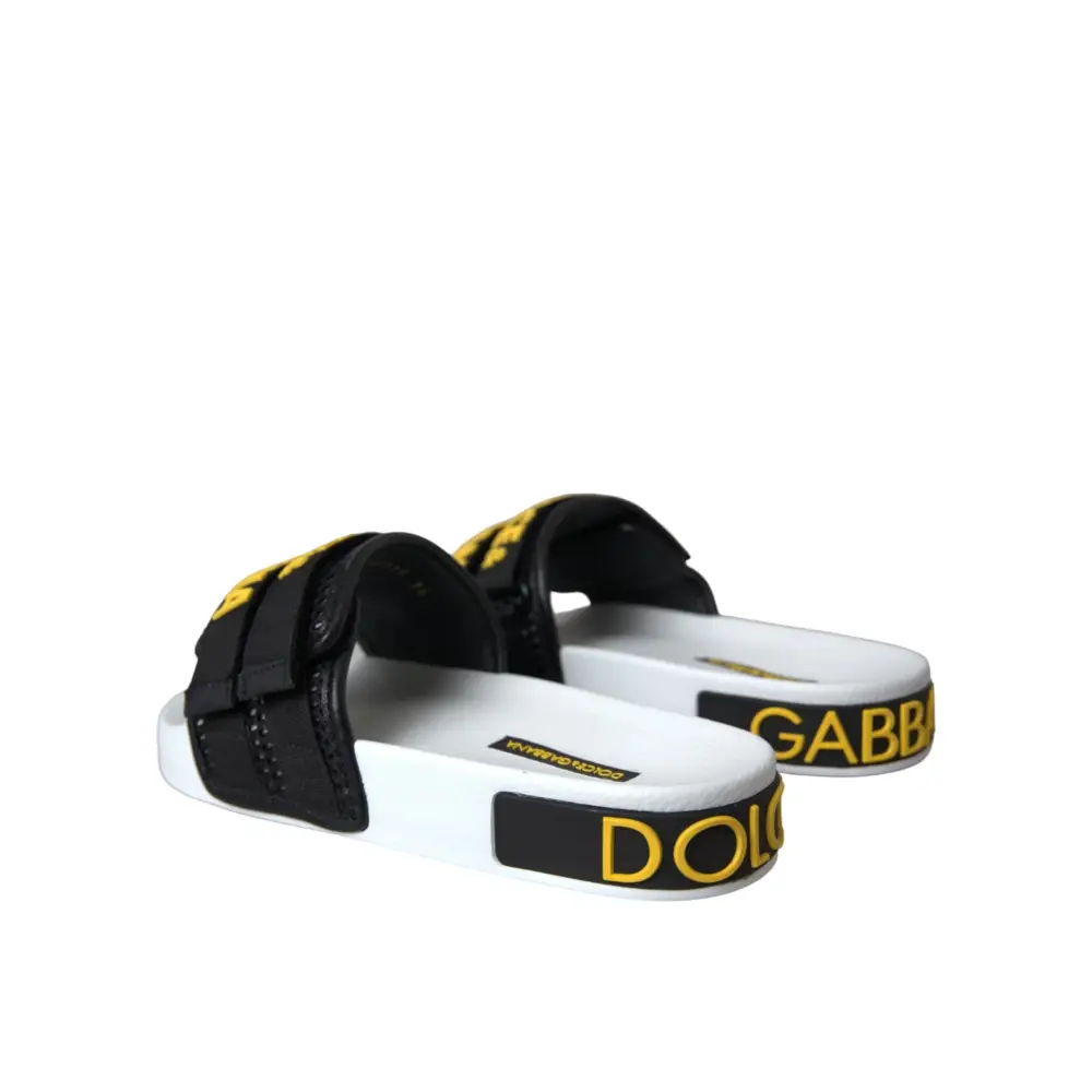 Dolce & Gabbana Weiß Schwarz Logo Beachwear Flats Sandalen Schuhe - EU36/US5.5