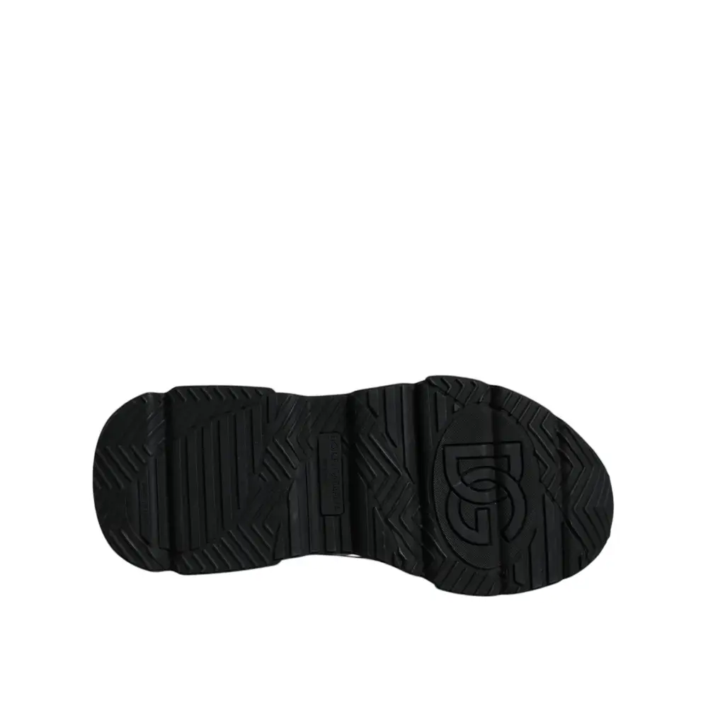 Dolce & Gabbana Weiß Schwarz Logo Plaque Daymaster Turnschuhe Schuhe - EU39/US6