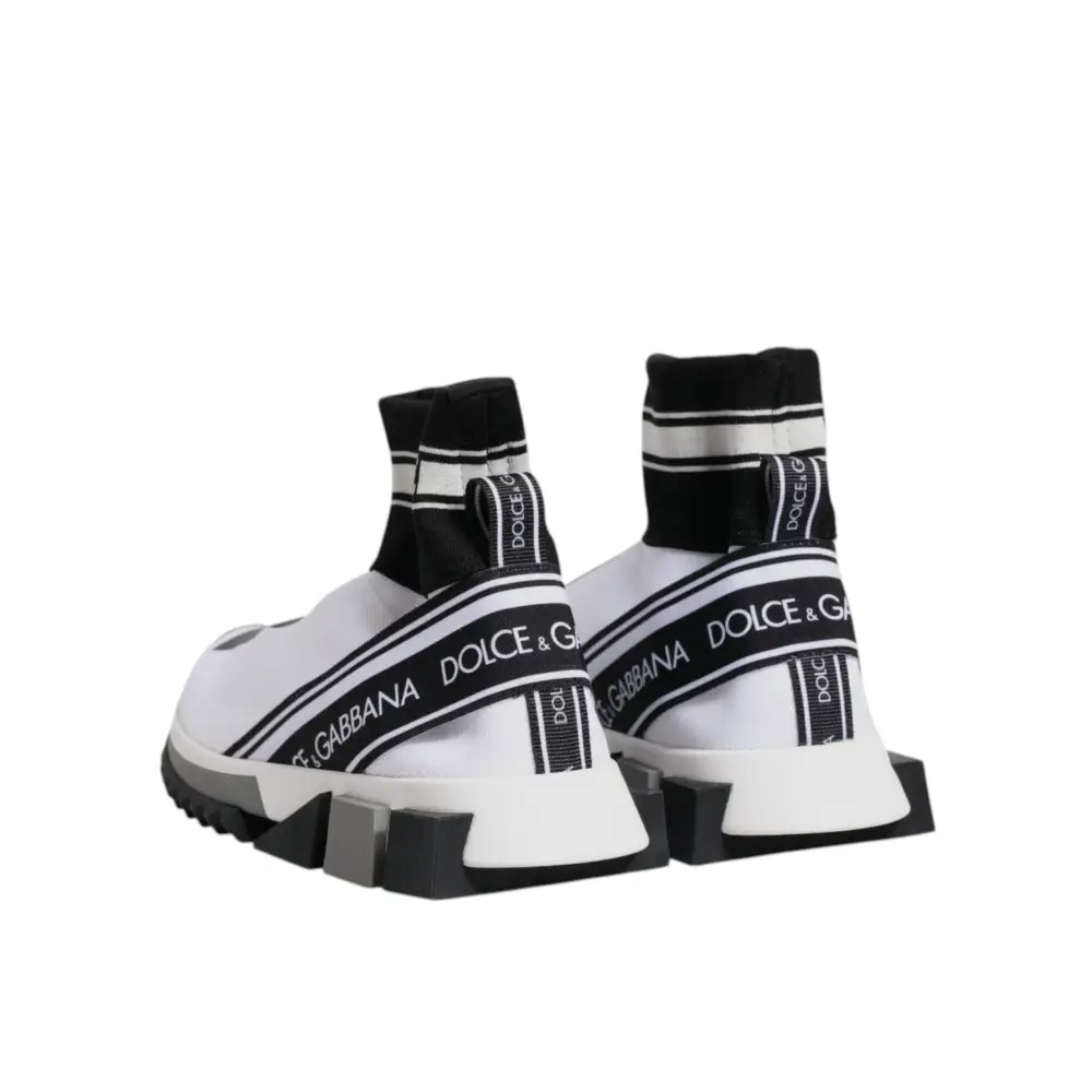 Dolce & Gabbana Weiß Schwarz Sorrento Socken Sneakers Schuhe - EU38/US7.5