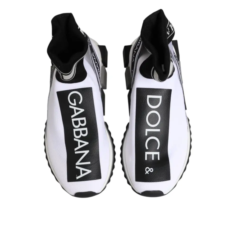 Dolce & Gabbana Weiß Schwarz Sorrento Socken Sneakers Schuhe