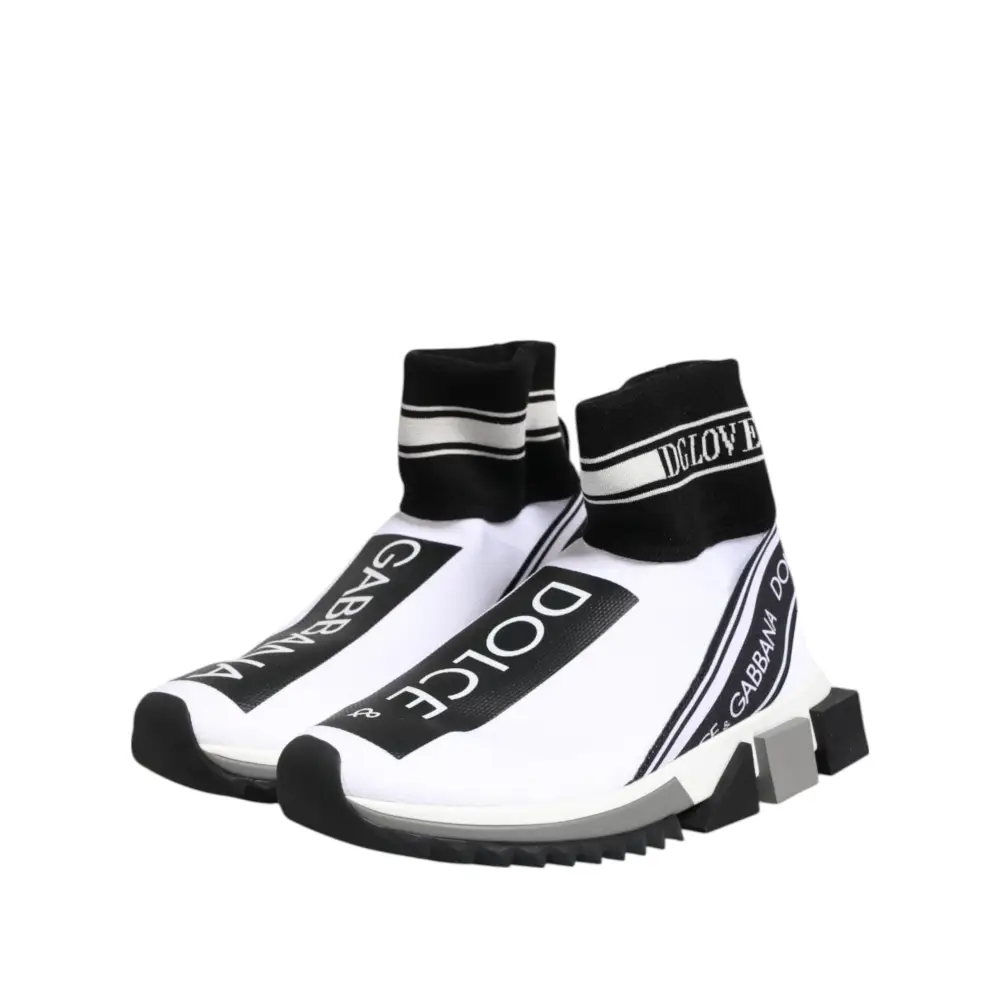 Dolce & Gabbana Weiß Schwarz Sorrento Socken Sneakers Schuhe
