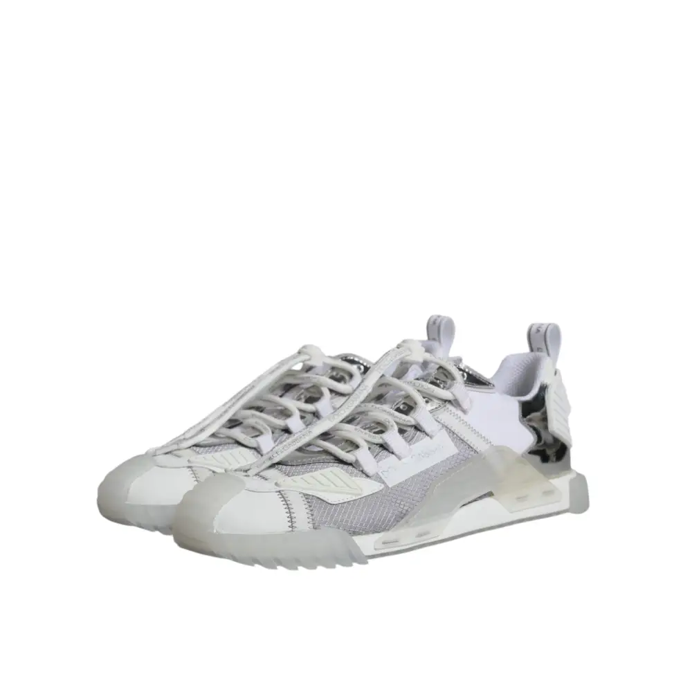 Dolce & Gabbana Weiß Silber Low Top NS1 Turnschuhe Schuhe