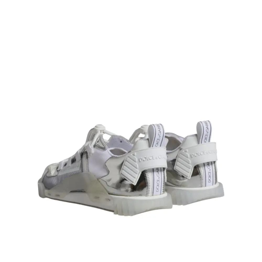 Dolce & Gabbana Weiß Silber Low Top NS1 Turnschuhe Schuhe