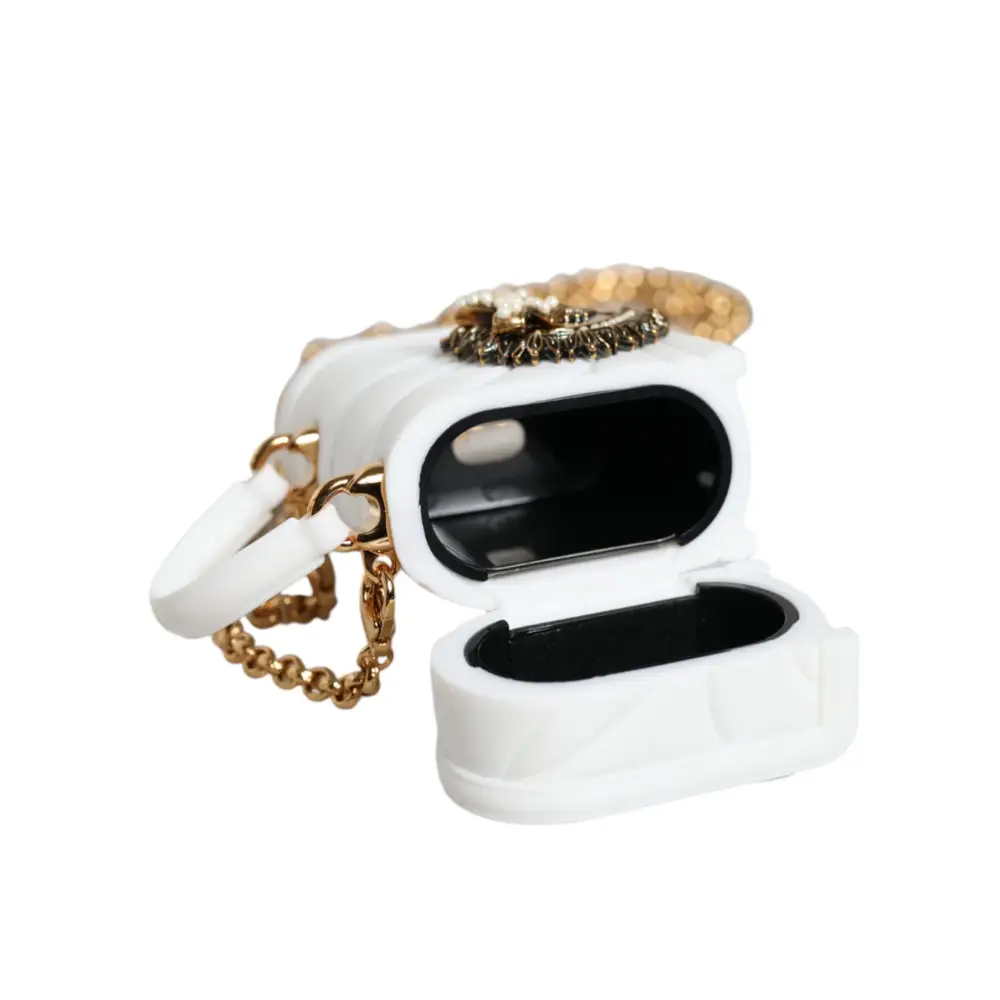 Dolce & Gabbana Weiß Silikon Hingabe Herz Abdeckung Hand Tasche Airpod Fall