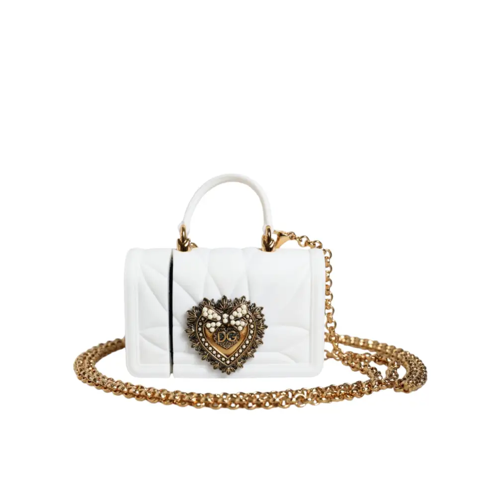 Dolce & Gabbana Weiß Silikon Hingabe Herz Abdeckung Hand Tasche Airpod Fall