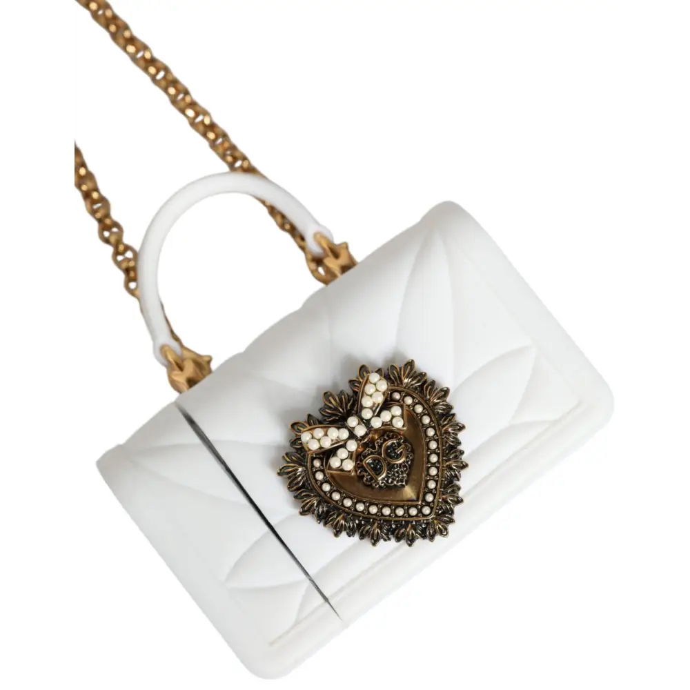 Dolce & Gabbana Weiß Silikon Hingabe Herz Abdeckung Hand Tasche Airpod Fall