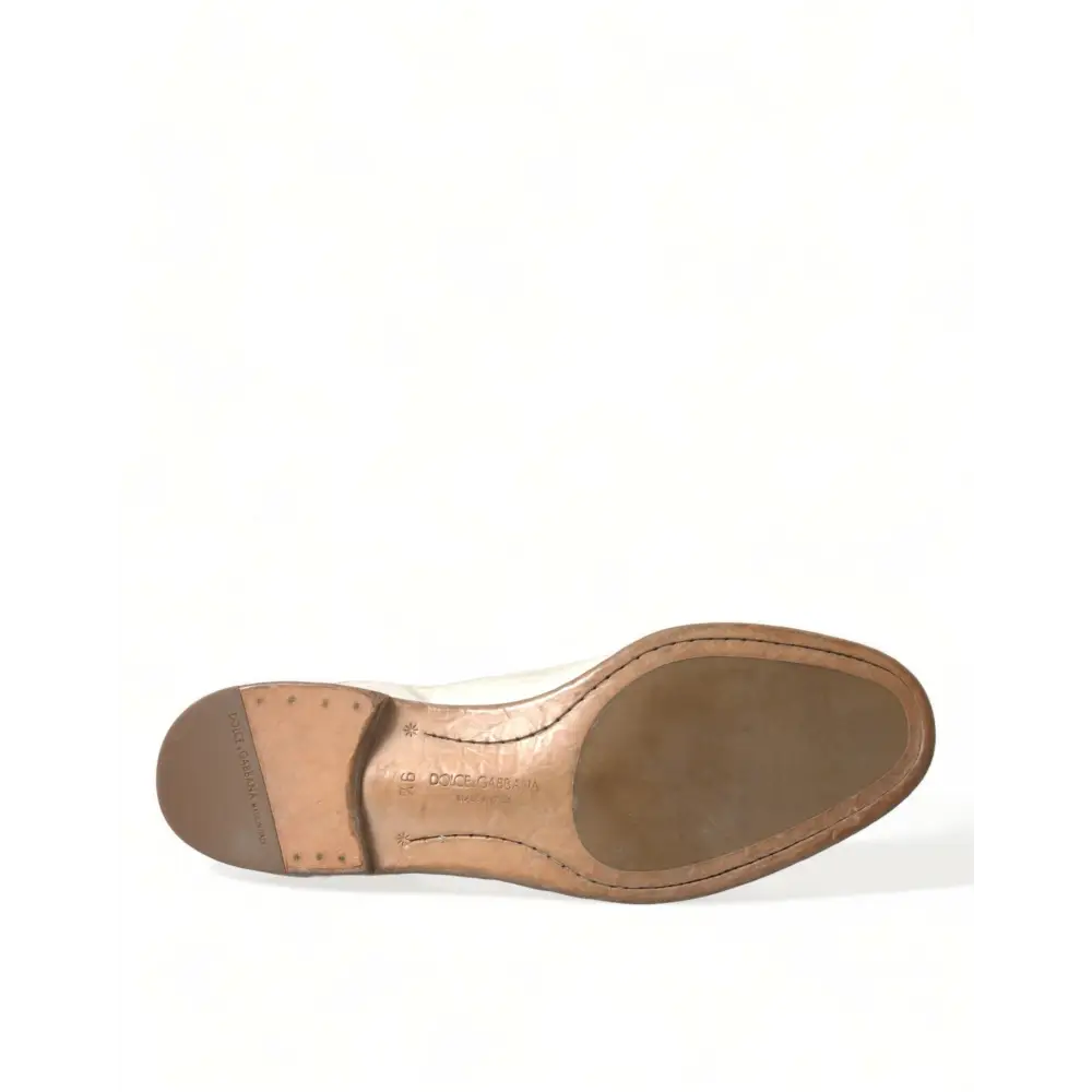 Dolce & Gabbana Weiße Derby-Schuhe aus Leder im Used-Look - EU43.5/US10.5