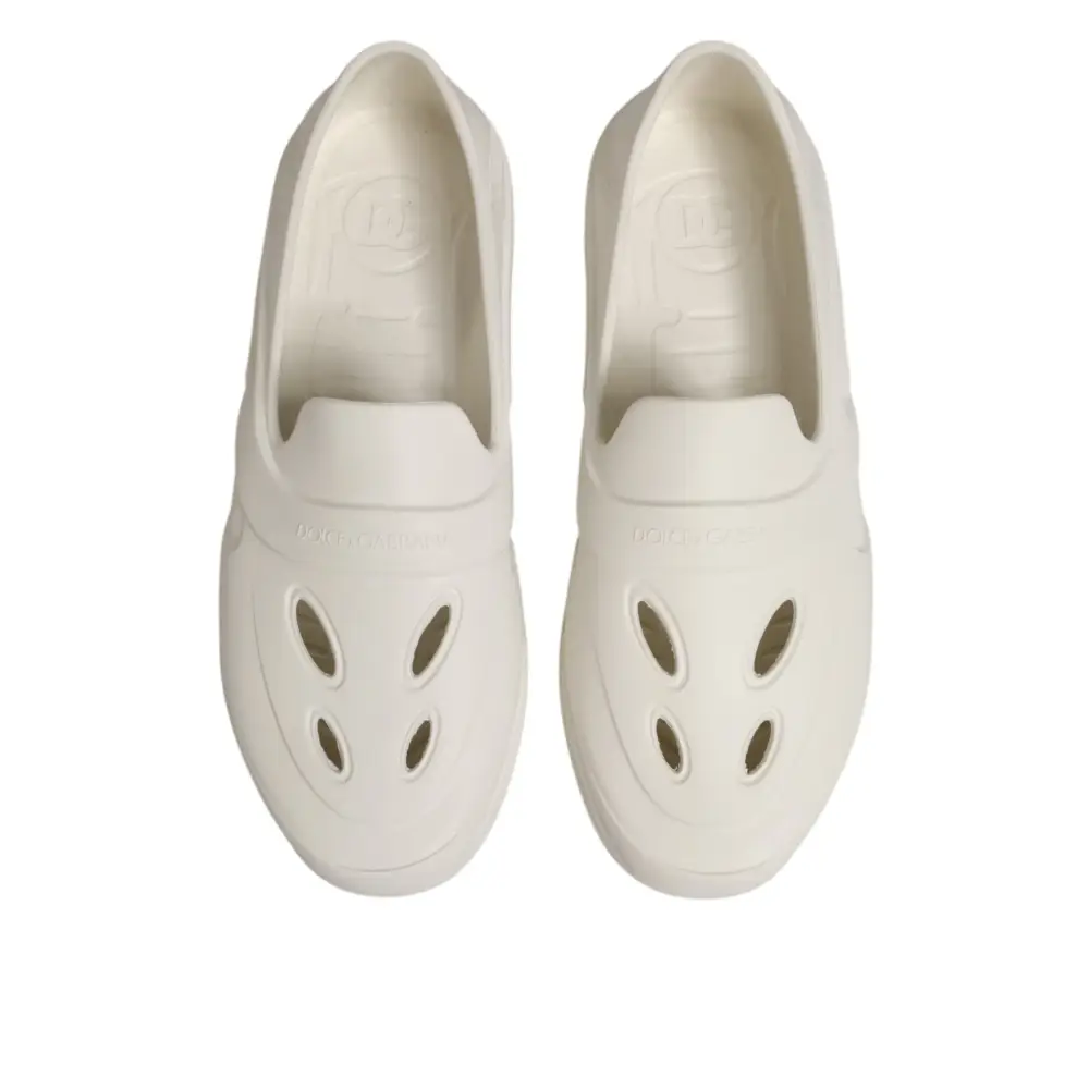 Dolce & Gabbana Weiße Gummirutschen Low Top Sneakers Schuhe - EU44/US11