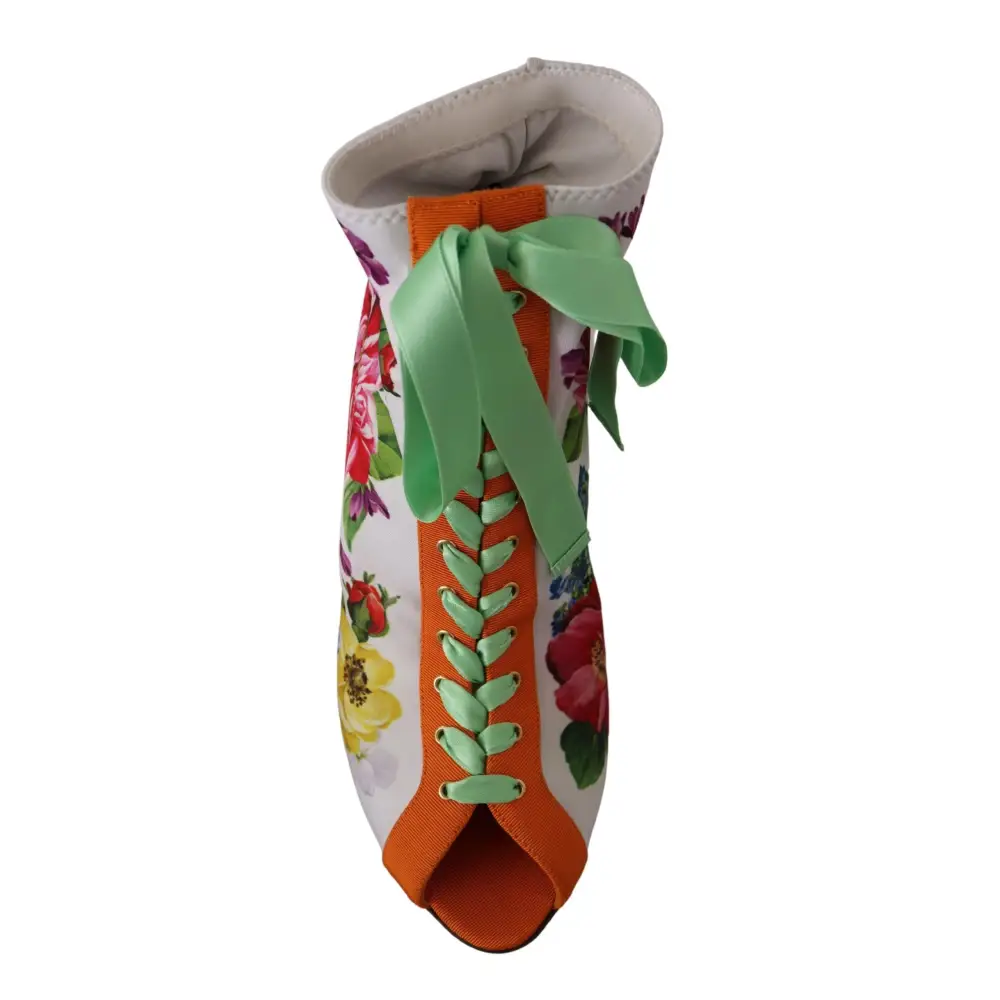 Dolce & Gabbana Weiße Jersey Stretch Stiefel Offene Zehen Heels Schuhe