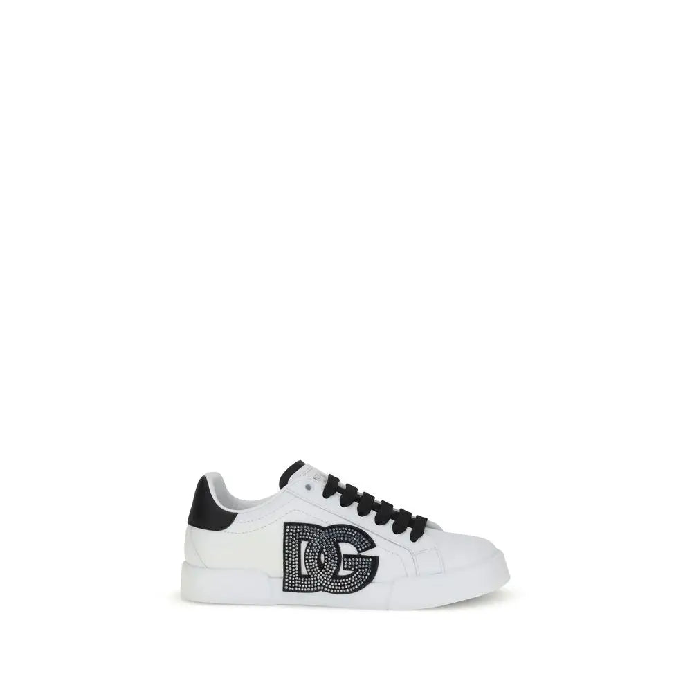 Dolce & Gabbana Weiße Kalbshaut Bos Taurus Sneakers mit niedrigem Schaft