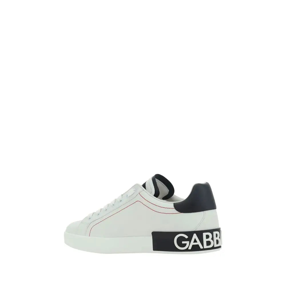 Dolce & Gabbana Weiße Kalbshaut Bos Taurus Sneakers mit niedrigem Schaft