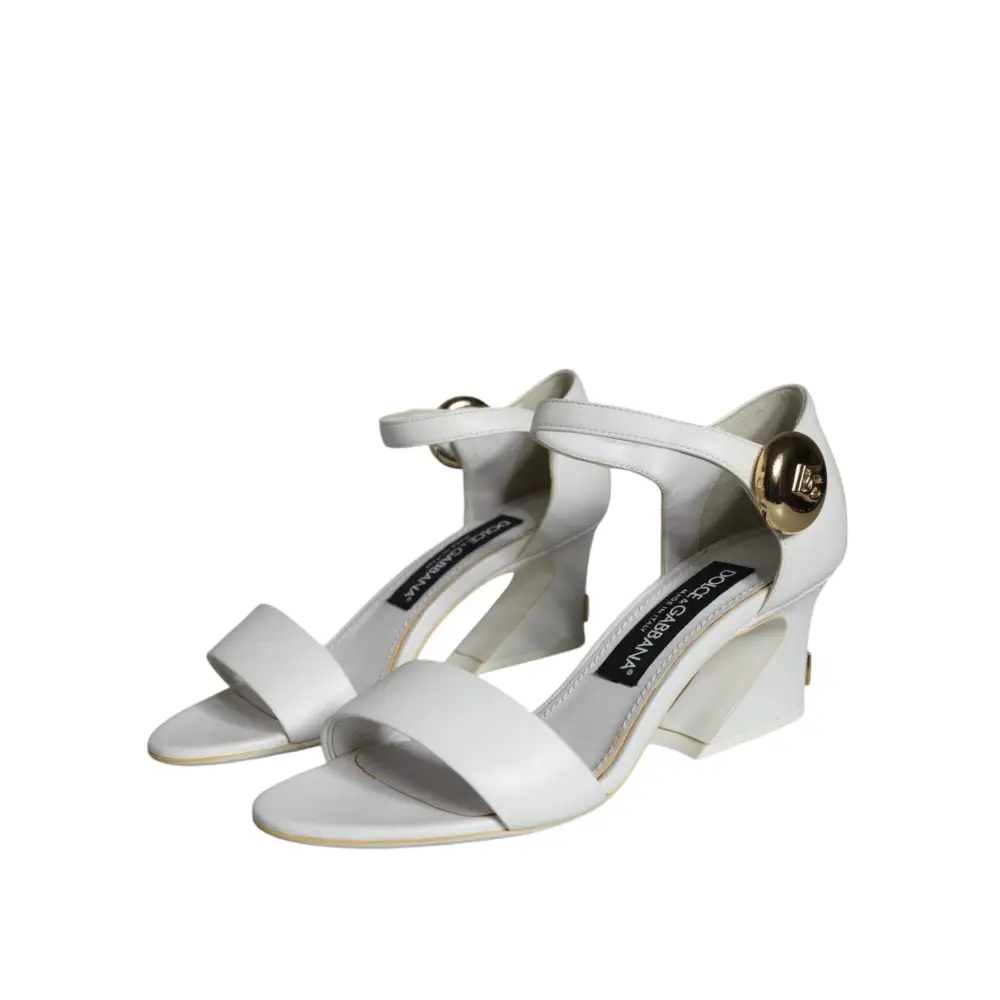 Dolce & Gabbana Weiße Leder Heels Keira Sandalen Schuhe - EU36/US6