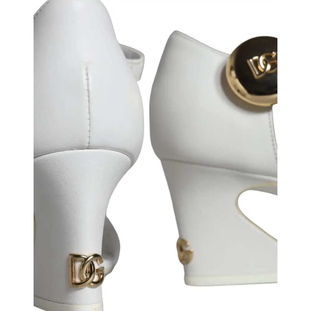 Dolce & Gabbana Weiße Leder Heels Keira Sandalen Schuhe - EU36/US6