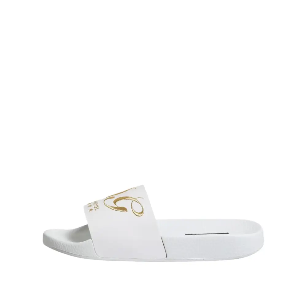 Dolce & Gabbana Weiße Leder Pantoletten Sandalen Beachwear Schuhe