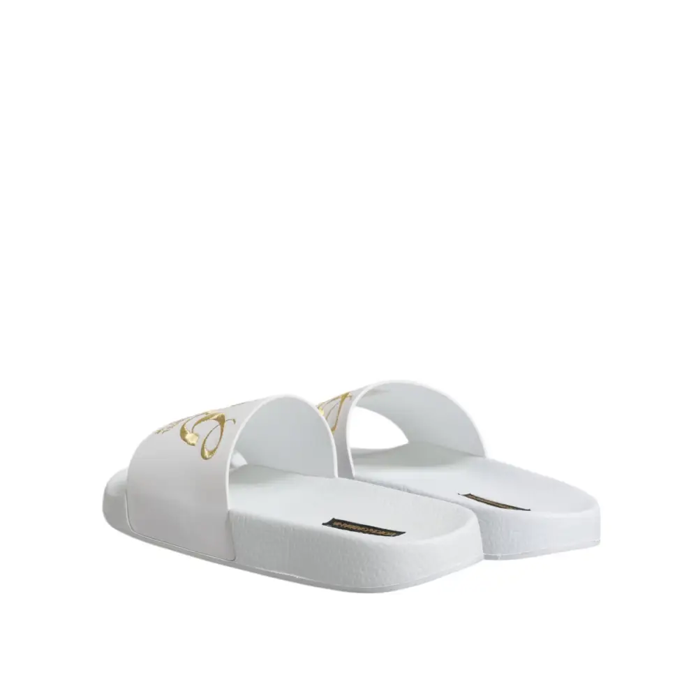 Dolce & Gabbana Weiße Leder Pantoletten Sandalen Beachwear Schuhe