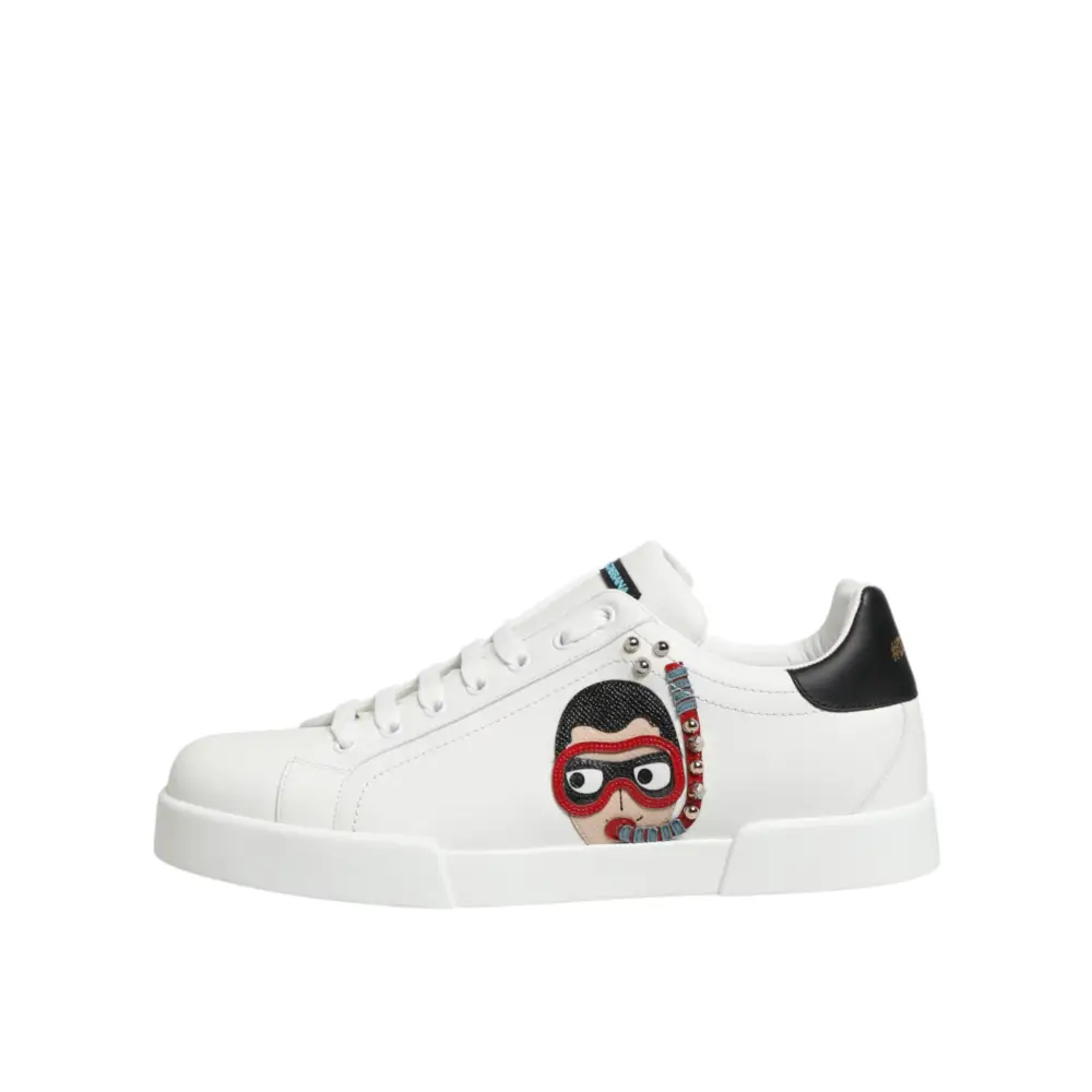 Dolce & Gabbana Weiße Leder-Sneaker #DGFAMILY für Herren - EU43.5/US10.5