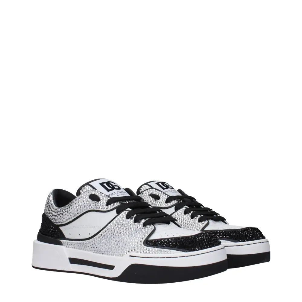 Dolce & Gabbana Weiße Leder-Sneaker mit niedrigem Schaft - EU38/US8