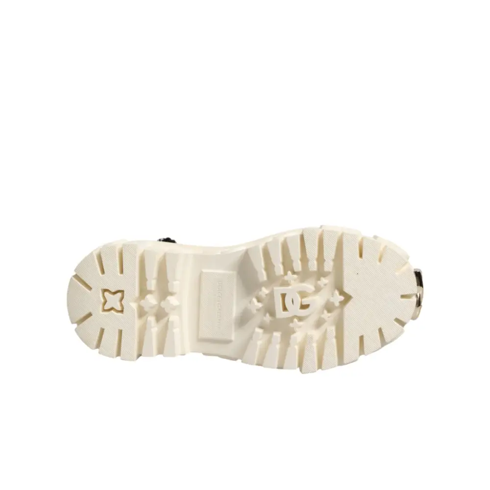 Dolce & Gabbana Weiße Leder-Stiefeletten mit Gummi-Logo - EU36/US5.5