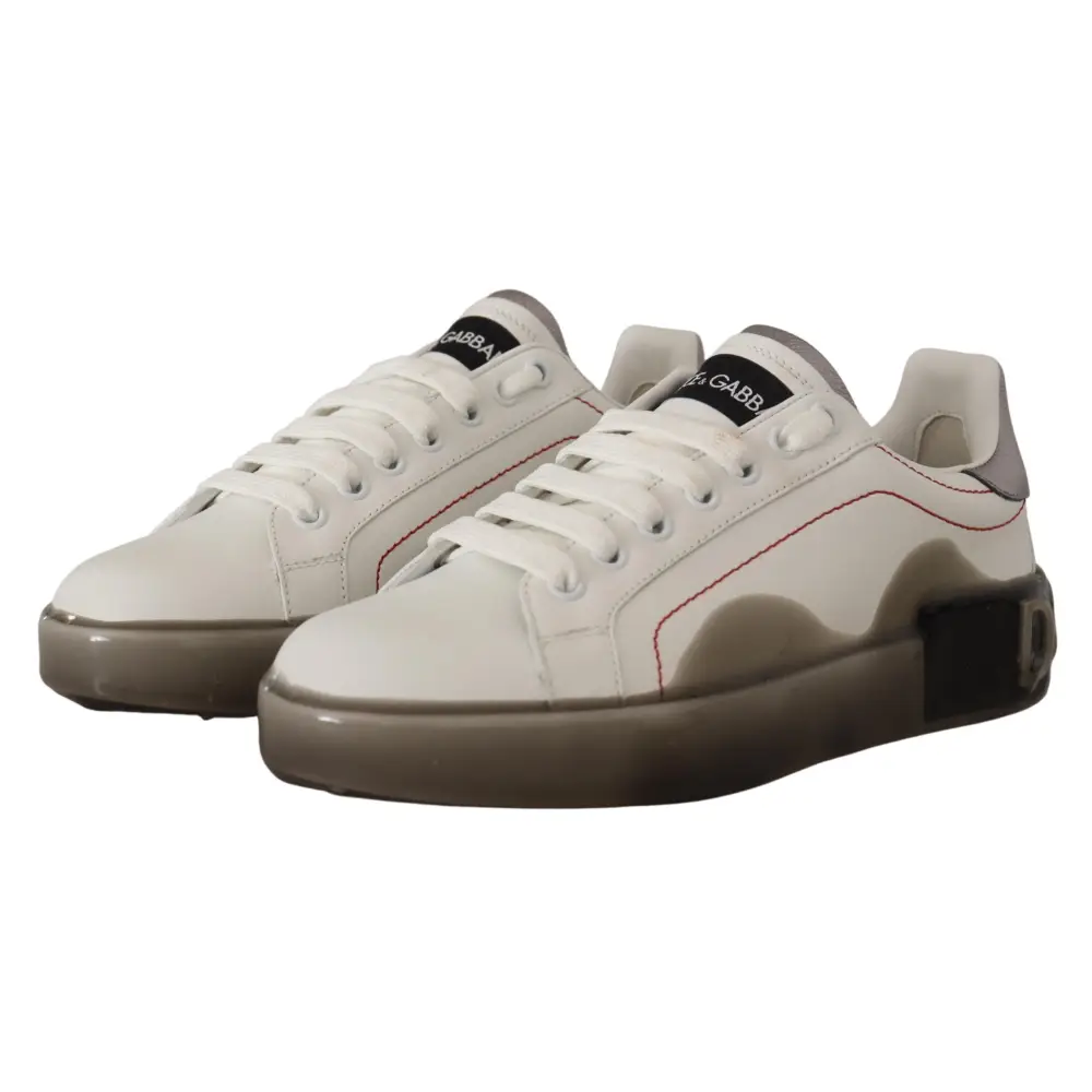 Dolce & Gabbana Weiße Lederschuhe Damen Logo Portofino Sneakers - EU36/US5.5