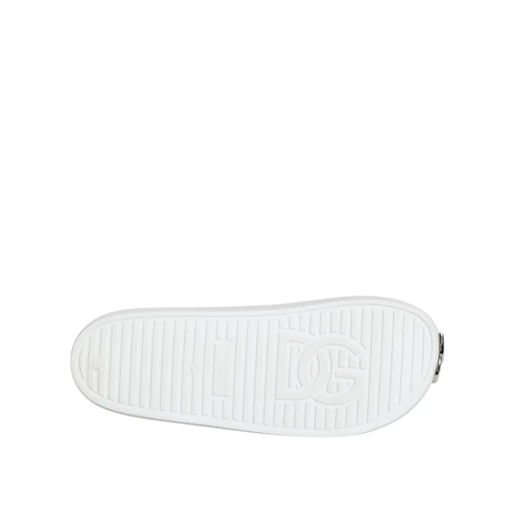 Dolce & Gabbana Weiße Logo-Rutschsandalen Männer Strandbekleidung Schuhe