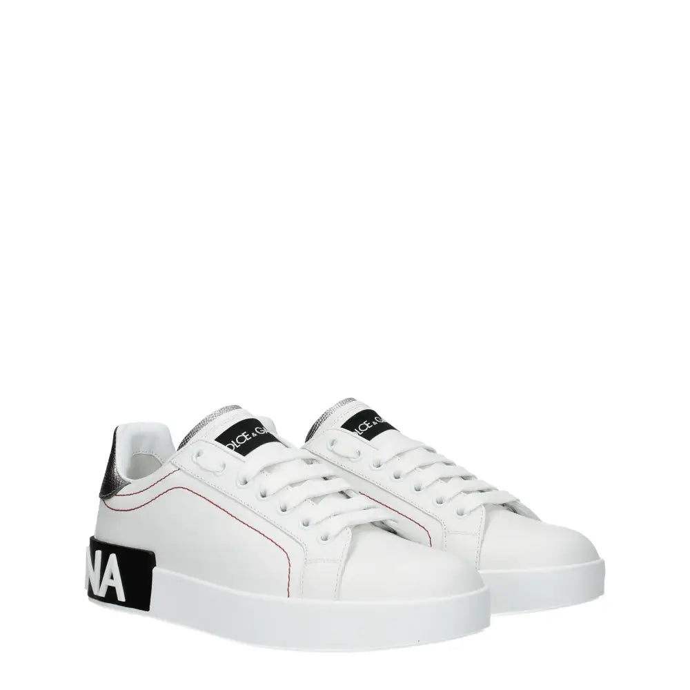 Dolce & Gabbana Weiße Sneakers aus Leder mit niedrigem Schaft