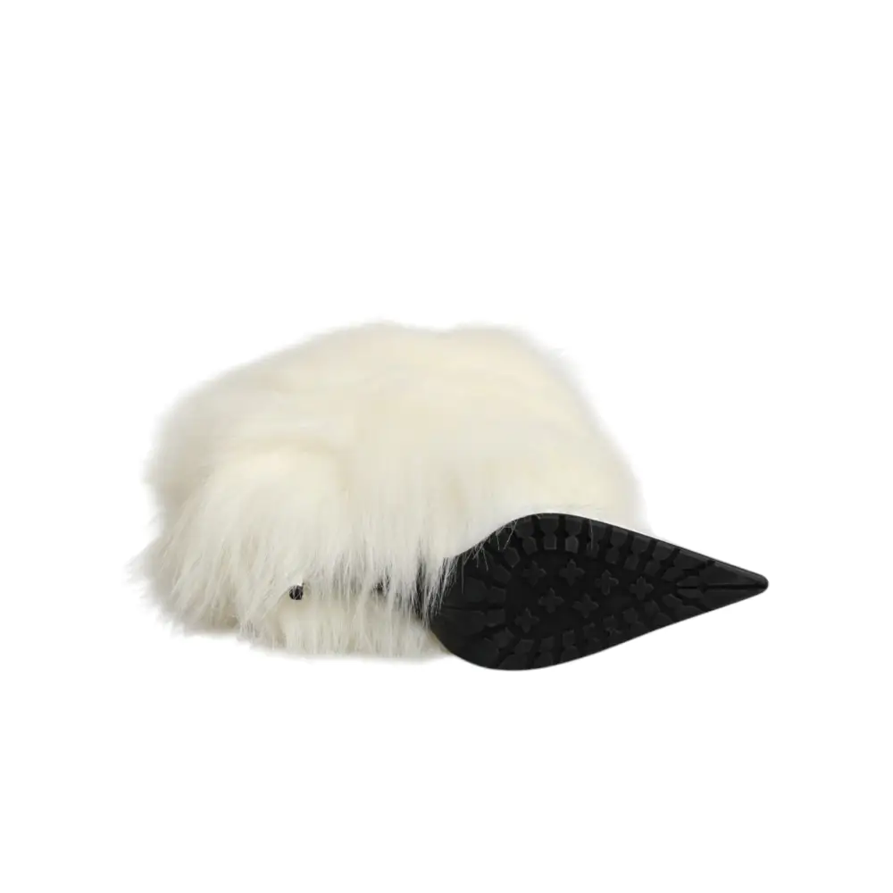 Dolce & Gabbana Weiße Stiefel mit Fell und Stilettos bis zum Knie - EU38/US7.5