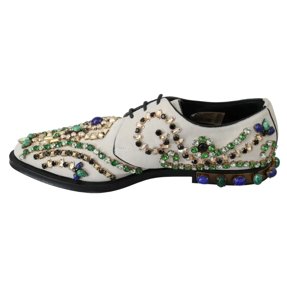 Dolce & Gabbana Weiße Wildleder Kristall Kleid Broque Schuhe - EU41/US10.5