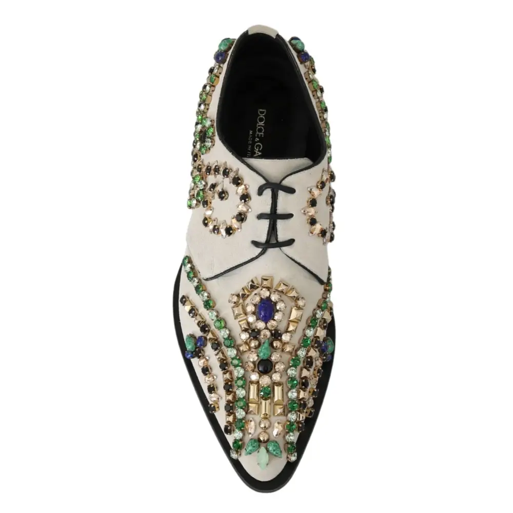 Dolce & Gabbana Weiße Wildleder Kristall Kleid Broque Schuhe - EU41/US10.5