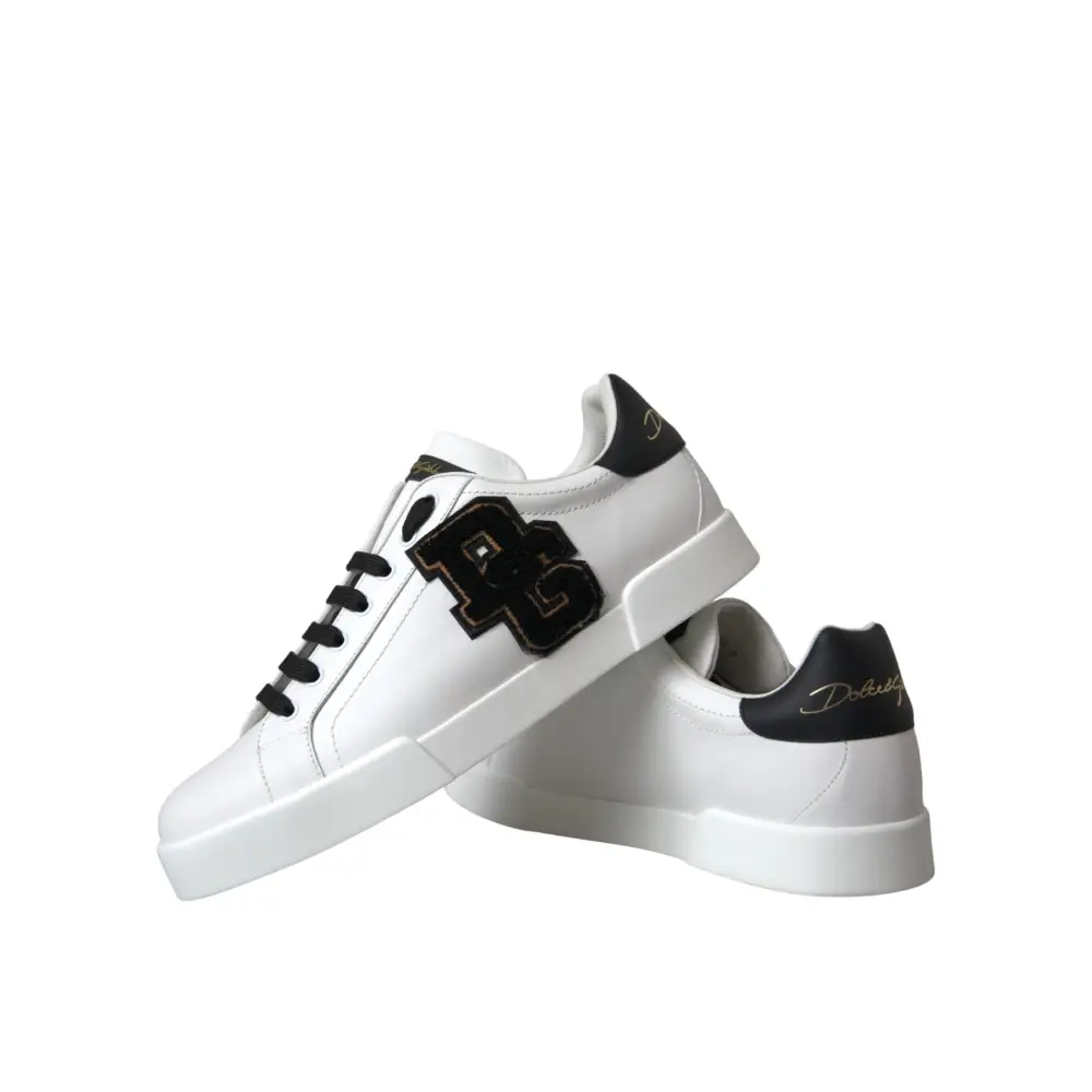 Dolce & Gabbana Weißes Leder DG Logo Casual Low Top Sneakers Schuhe