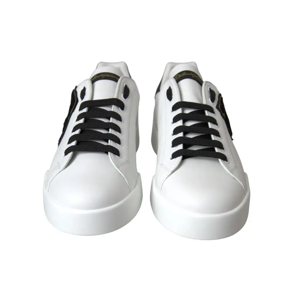 Dolce & Gabbana Weißes Leder DG Logo Casual Low Top Sneakers Schuhe