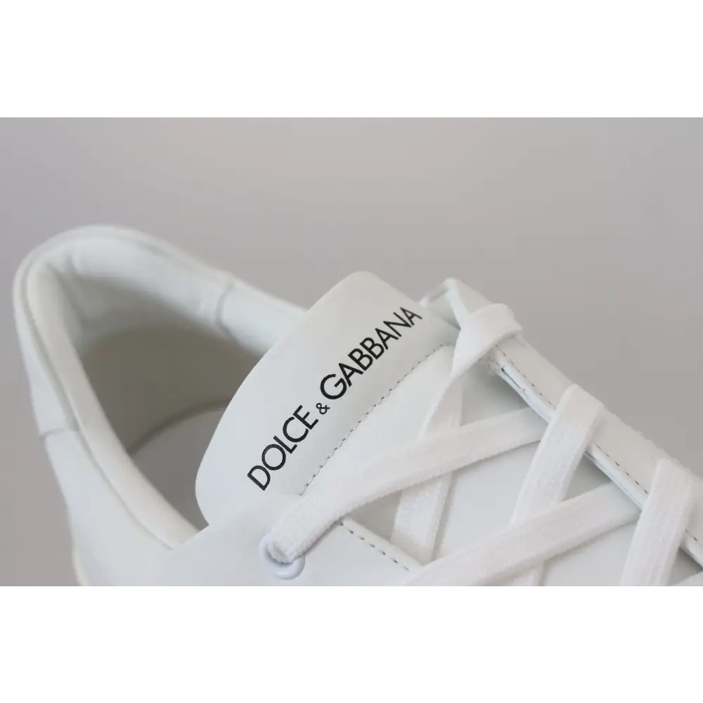 Dolce & Gabbana Weißes Leder DG Logo Casual Turnschuhe Schuhe - EU39.5/US6.5