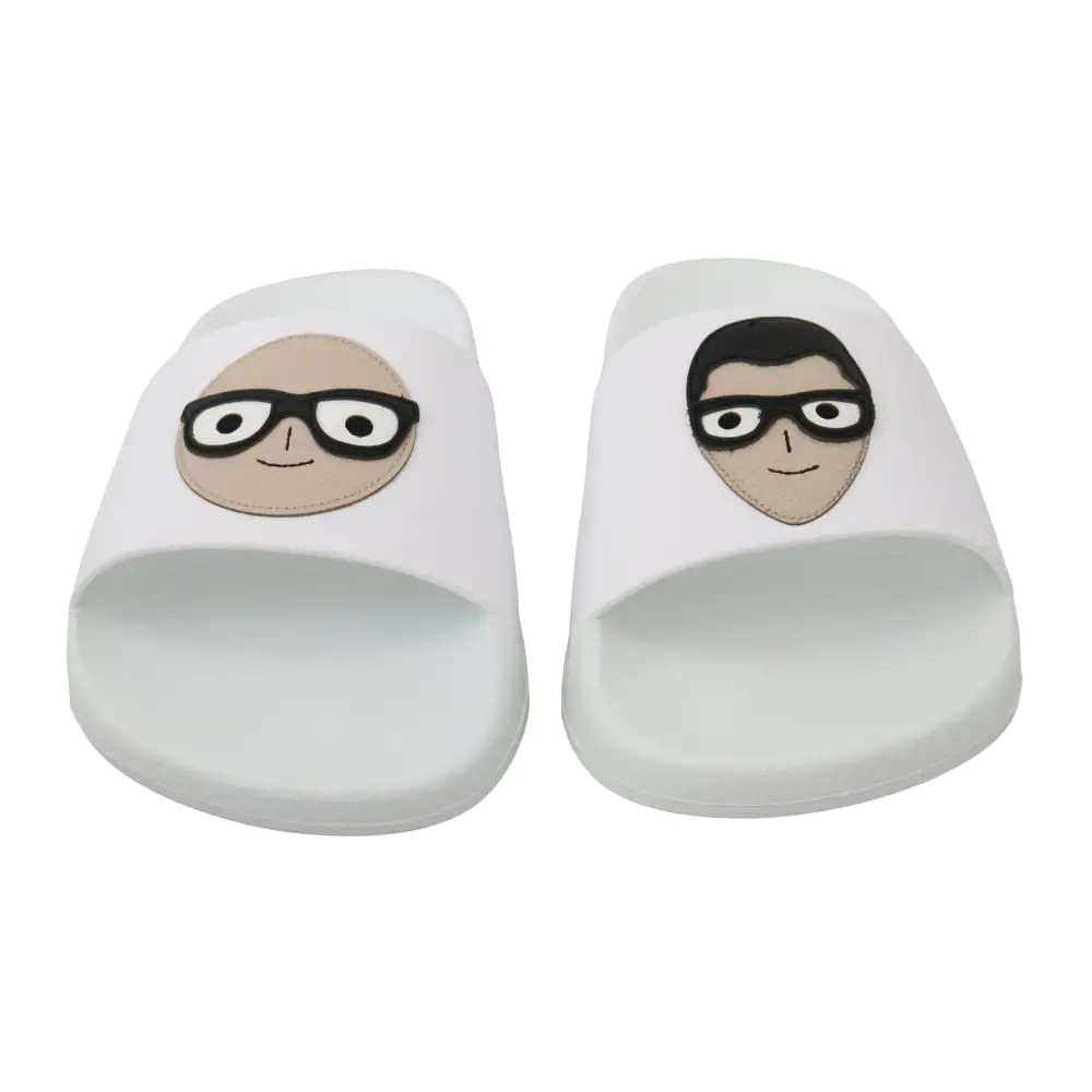 Dolce & Gabbana Weißes Leder #dgfamily Rutschen Schuhe Sandalen - EU35/US4.5