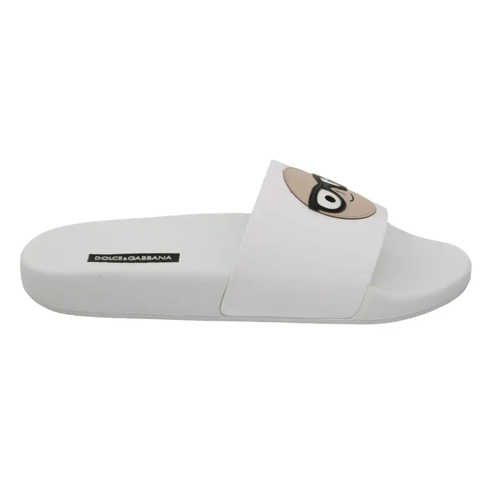 Dolce & Gabbana Weißes Leder #dgfamily Rutschen Schuhe Sandalen - EU35/US4.5