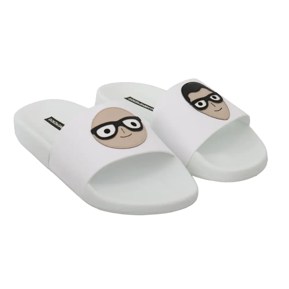 Dolce & Gabbana Weißes Leder #dgfamily Rutschen Schuhe Sandalen - EU35/US4.5